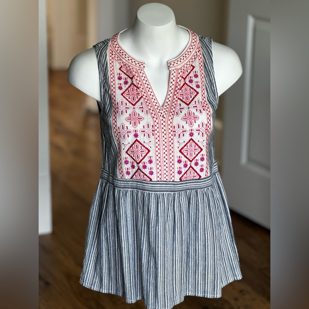 Embroidered Flowy Tank Top S